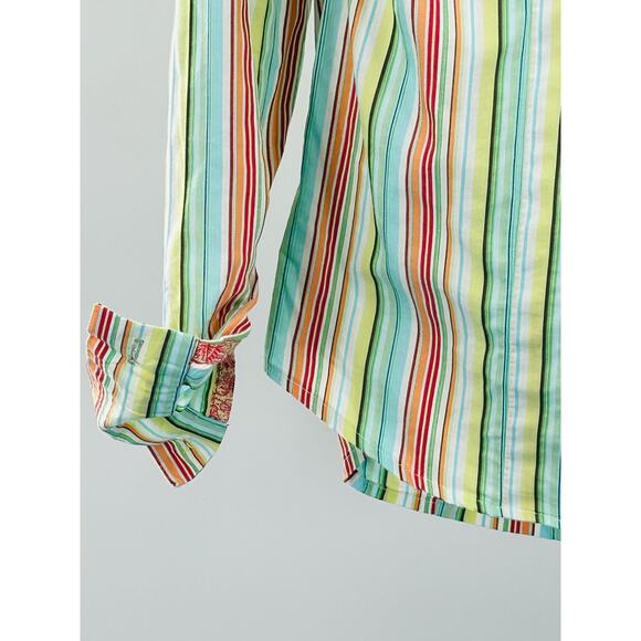 Women's Striped Button-Down Shirt - Medium long sleeve BoHo 70’s Style - Picture 3 of 8